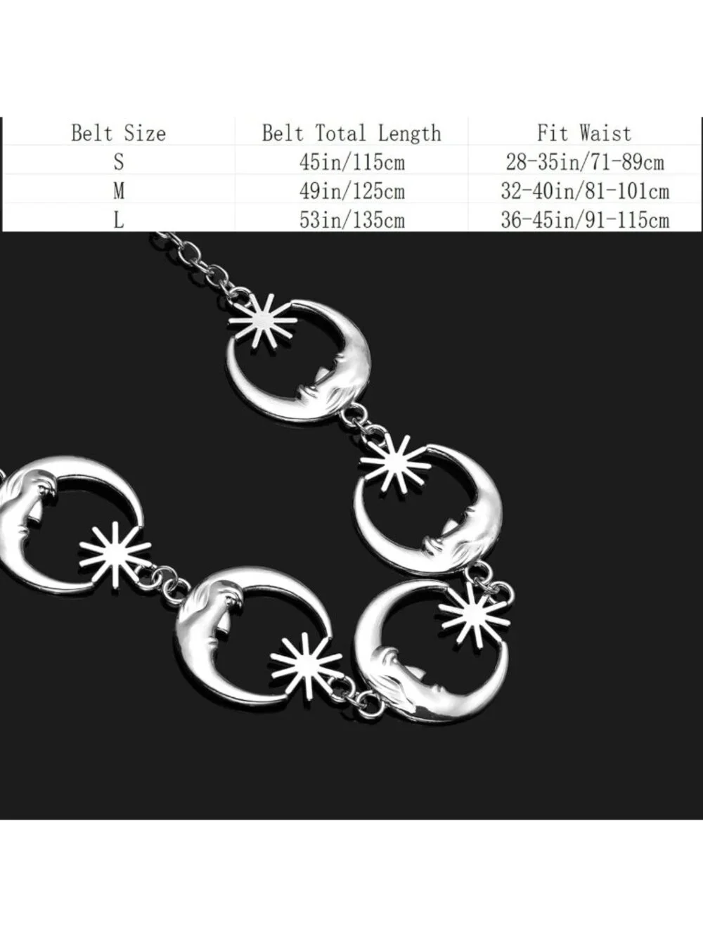 Adjustable Metal Chain Belt for Women - Sun Moon Western Style Waist Accessory